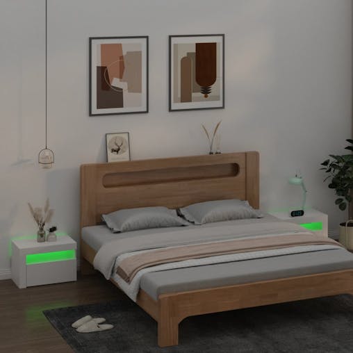 NNEVL Bedside Cabinets 2 pcs with LEDs White 60x35x40 cm