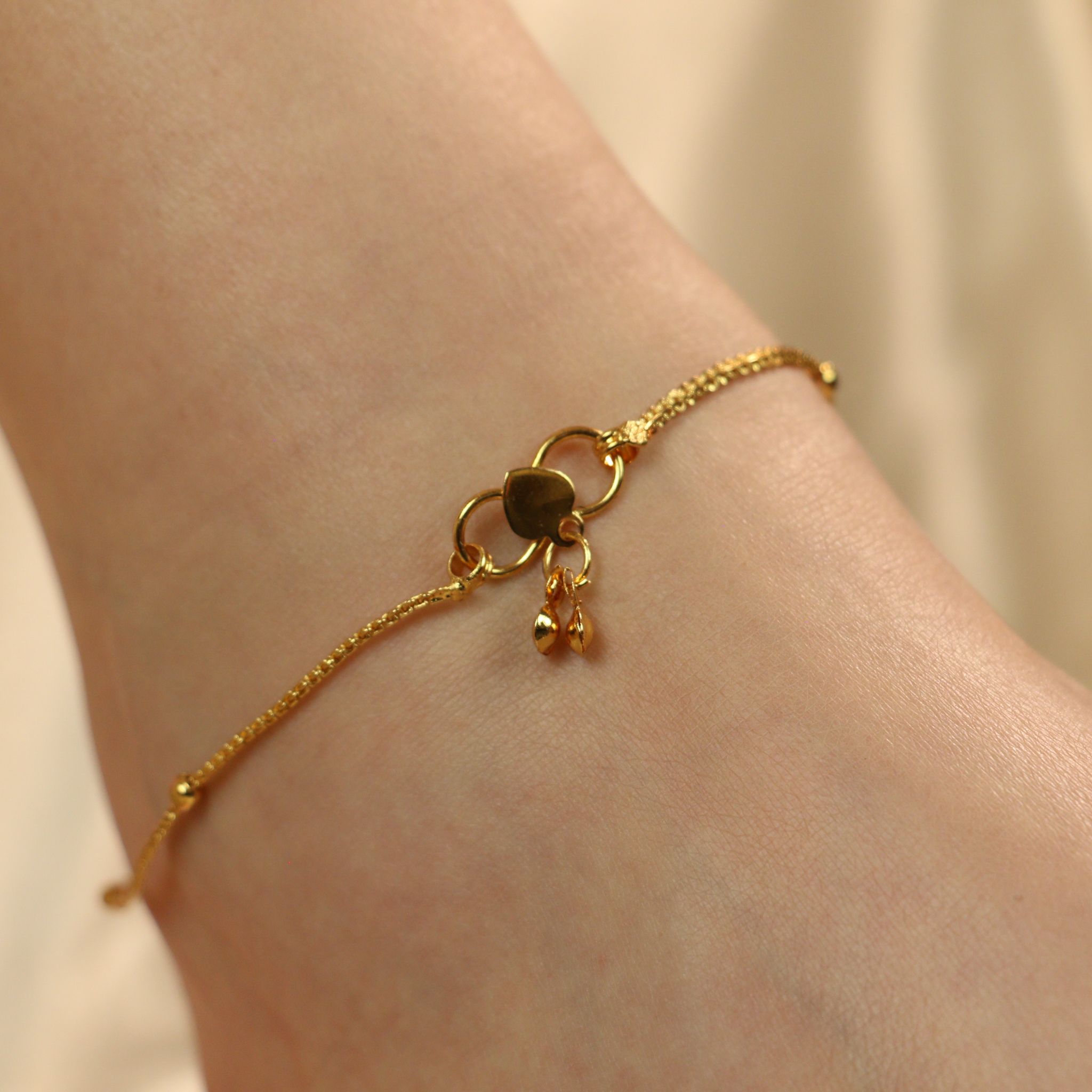 The Colourful Aura Golden Brass Beaded Round Ball Minimalist Boho Slim Foot Payal Anklet