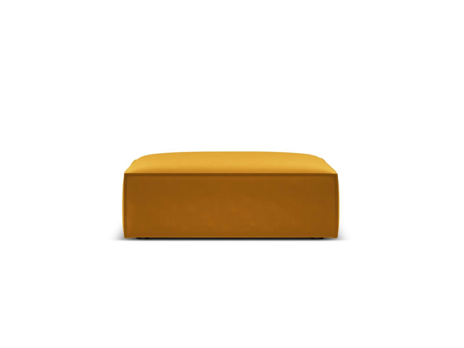 KAELLE - Pouf 1 place en tissu velours jaune