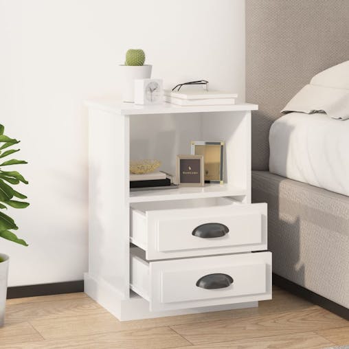 NNEVL Bedside Cabinet High Gloss White 43x36x60 cm