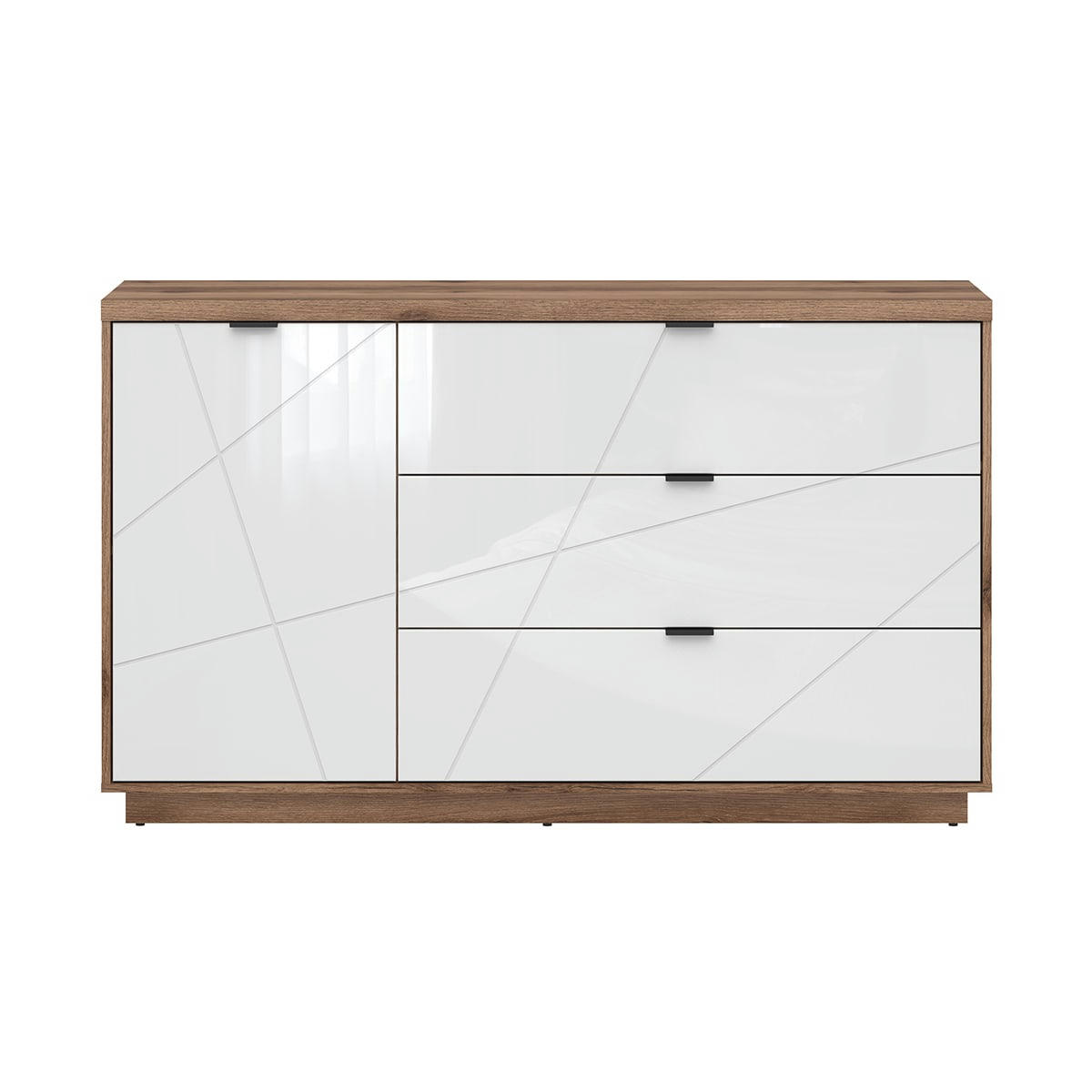 - Buffet 3 tiroirs 1 porte blanc et naturel