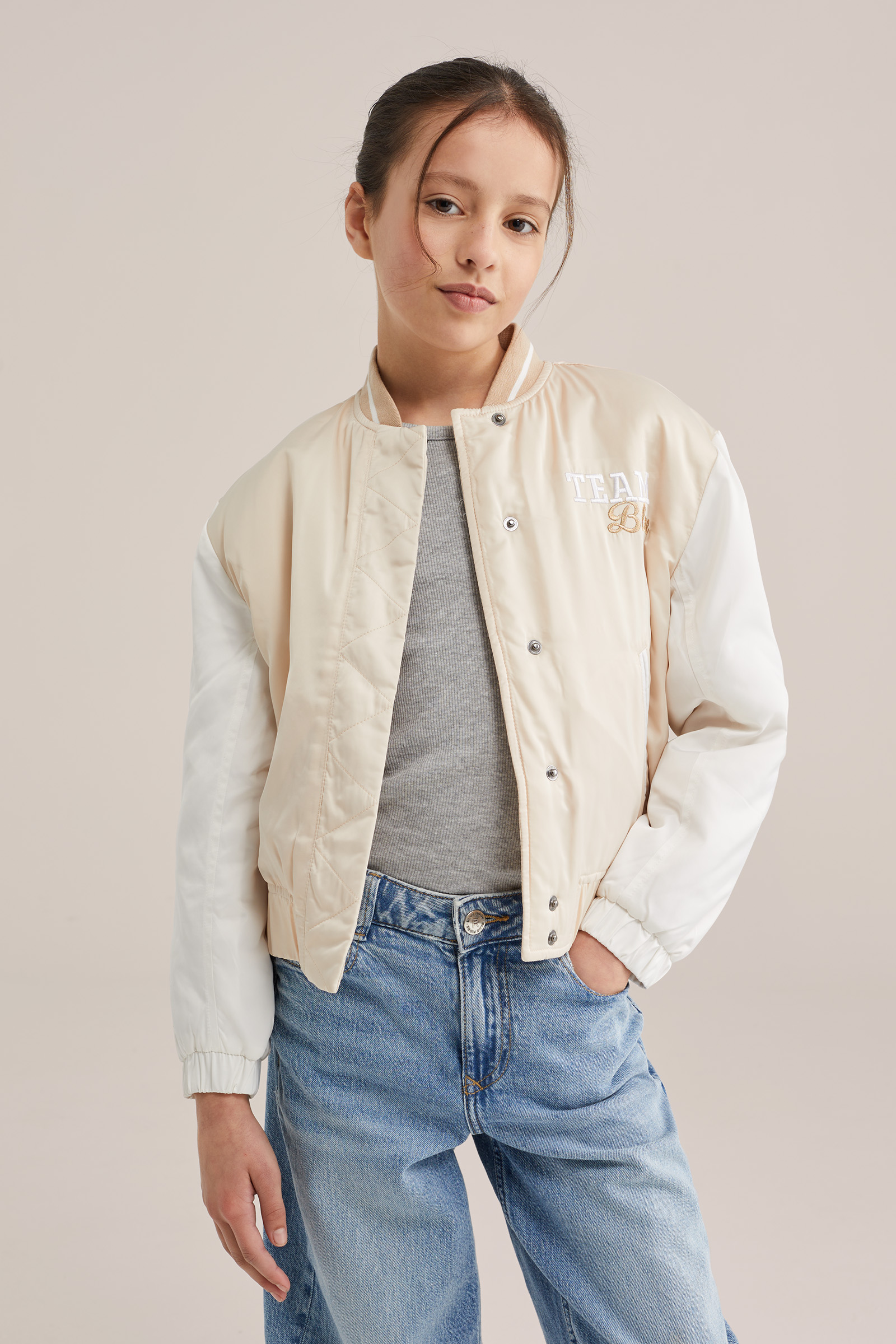 Meisjes bomberjack met print