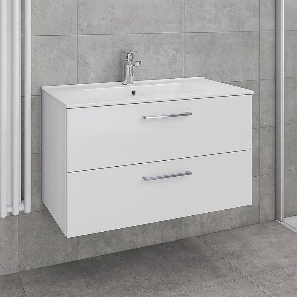 SERVANTSKAP RIVA AGNES MED TO SKUFFER 80CM HVIT MATT