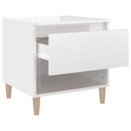 NNEVL Bedside Table High Gloss White 50x46x50 cm Engineered Wood