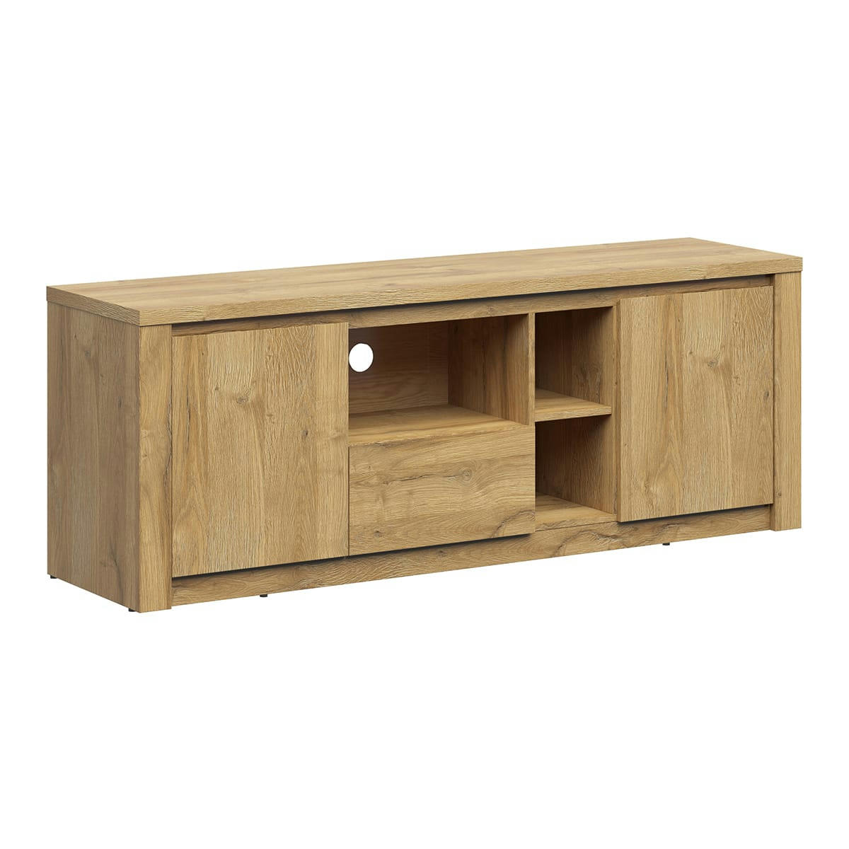 - Meuble tv 2 portes 1 tiroir 160 cm naturel