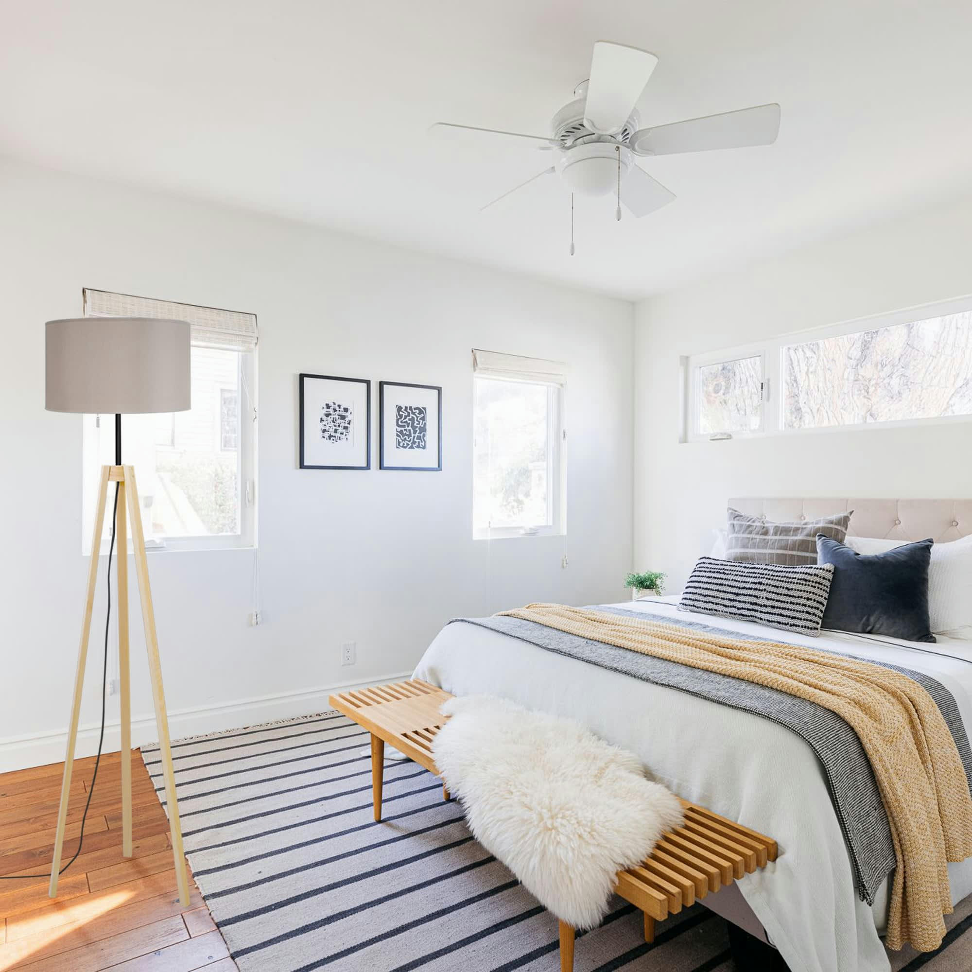 VIBORG - Lampadaire bois naturel et taupe