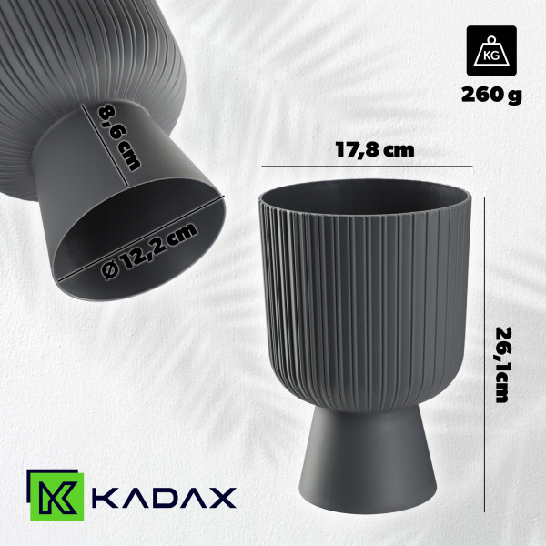 Kadax Doniczka Osłonka Plastikowa Gazon 18cm Szara