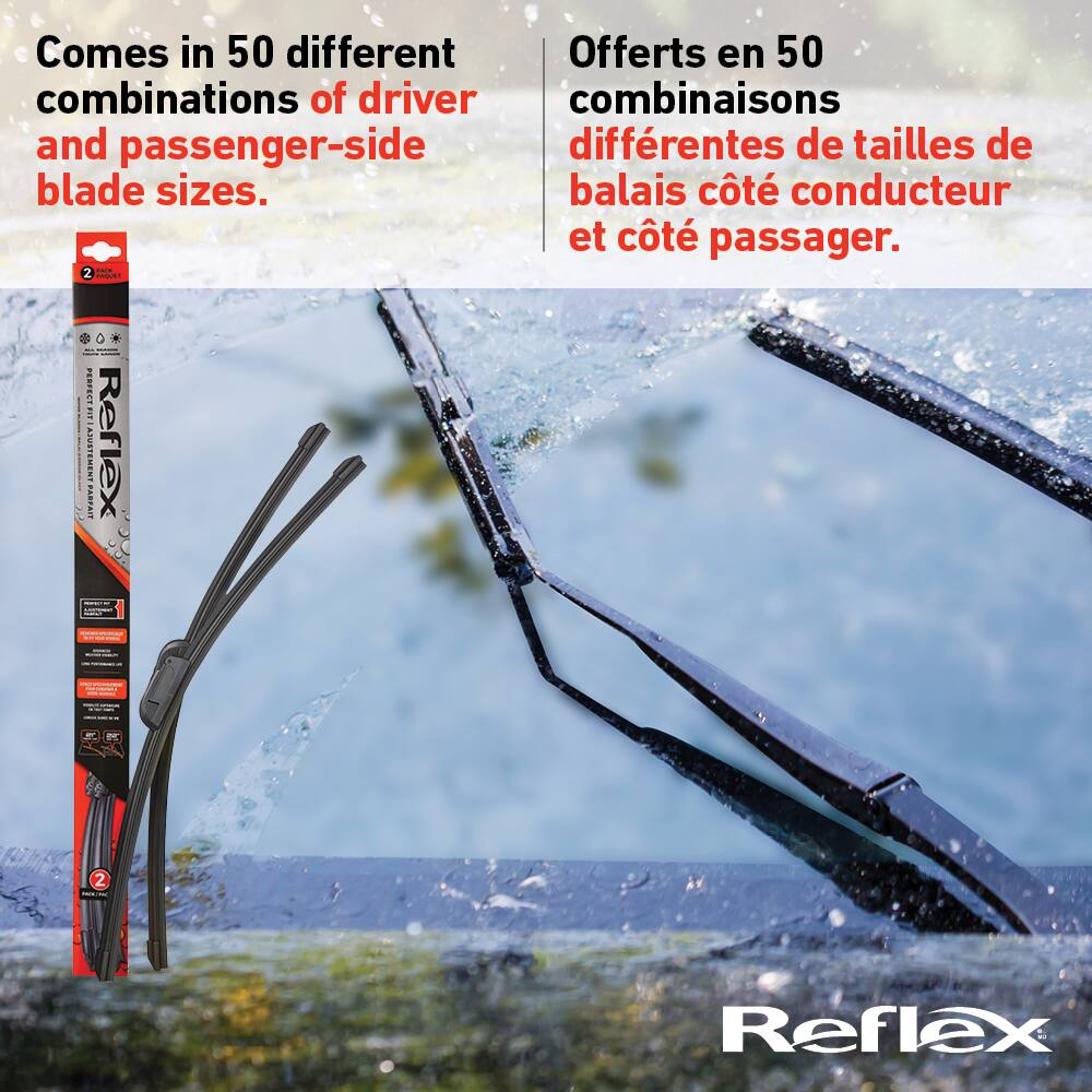 Reflex Perfect Fit All Season Wiper Blades, 2-pk, Assorted Sizes