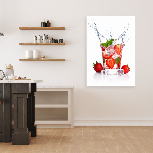 Obraz do kuchni baru, Koktajl truskawkowy owoce 20x30