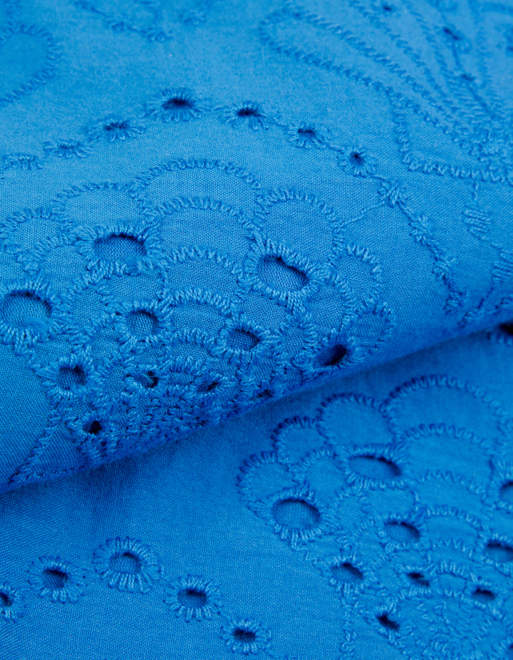 Top sans manches bleu broderie anglaise Femme
