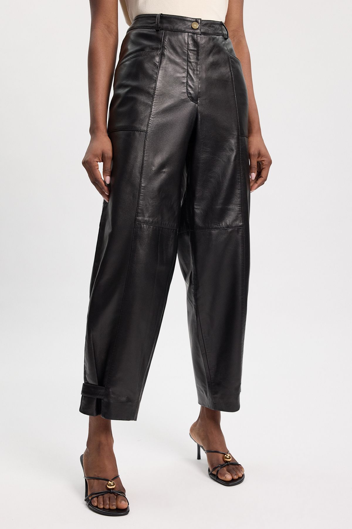 KarenMillen Leather Barrel Leg Trouser