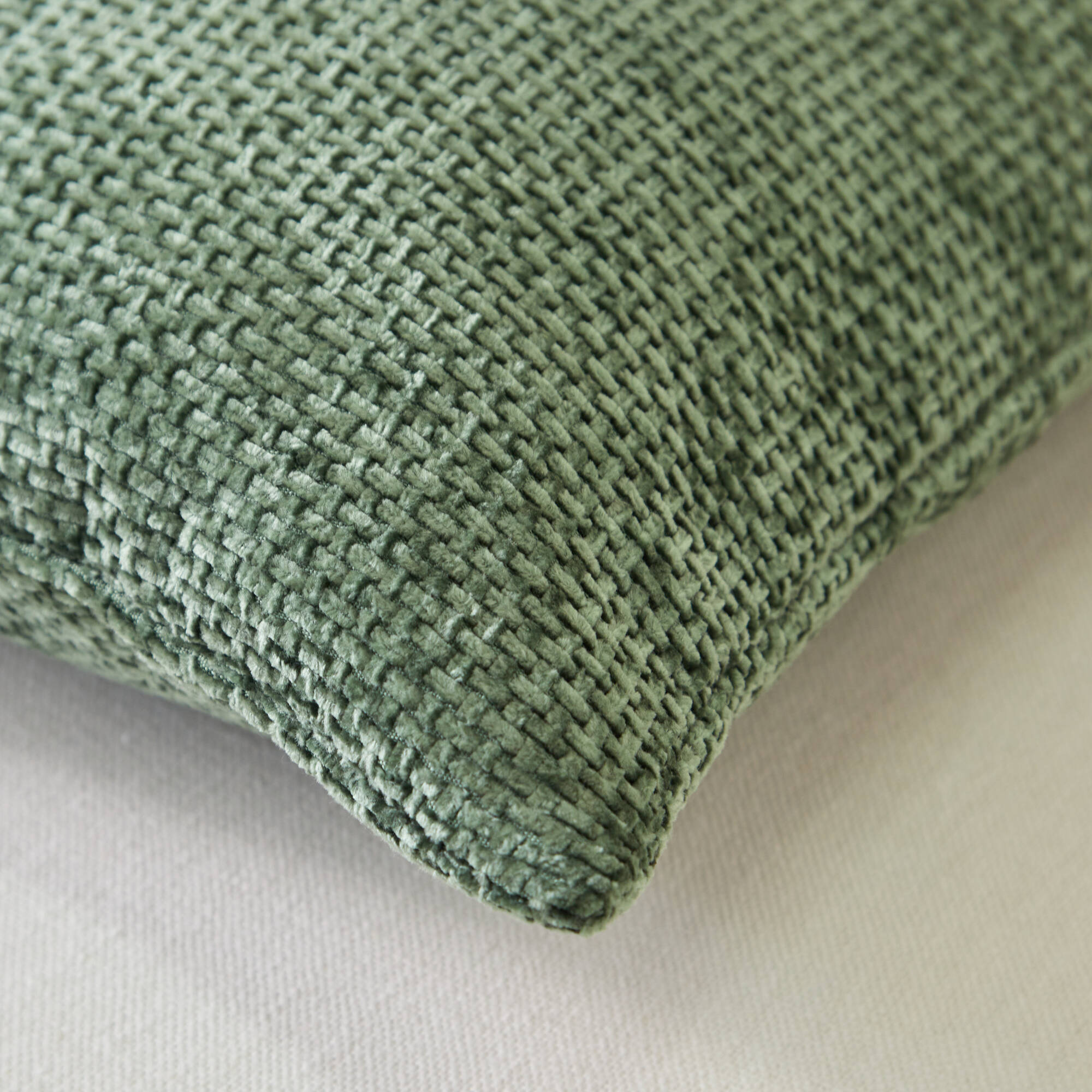 Housse de coussin unie tissage chenille - lot de 2