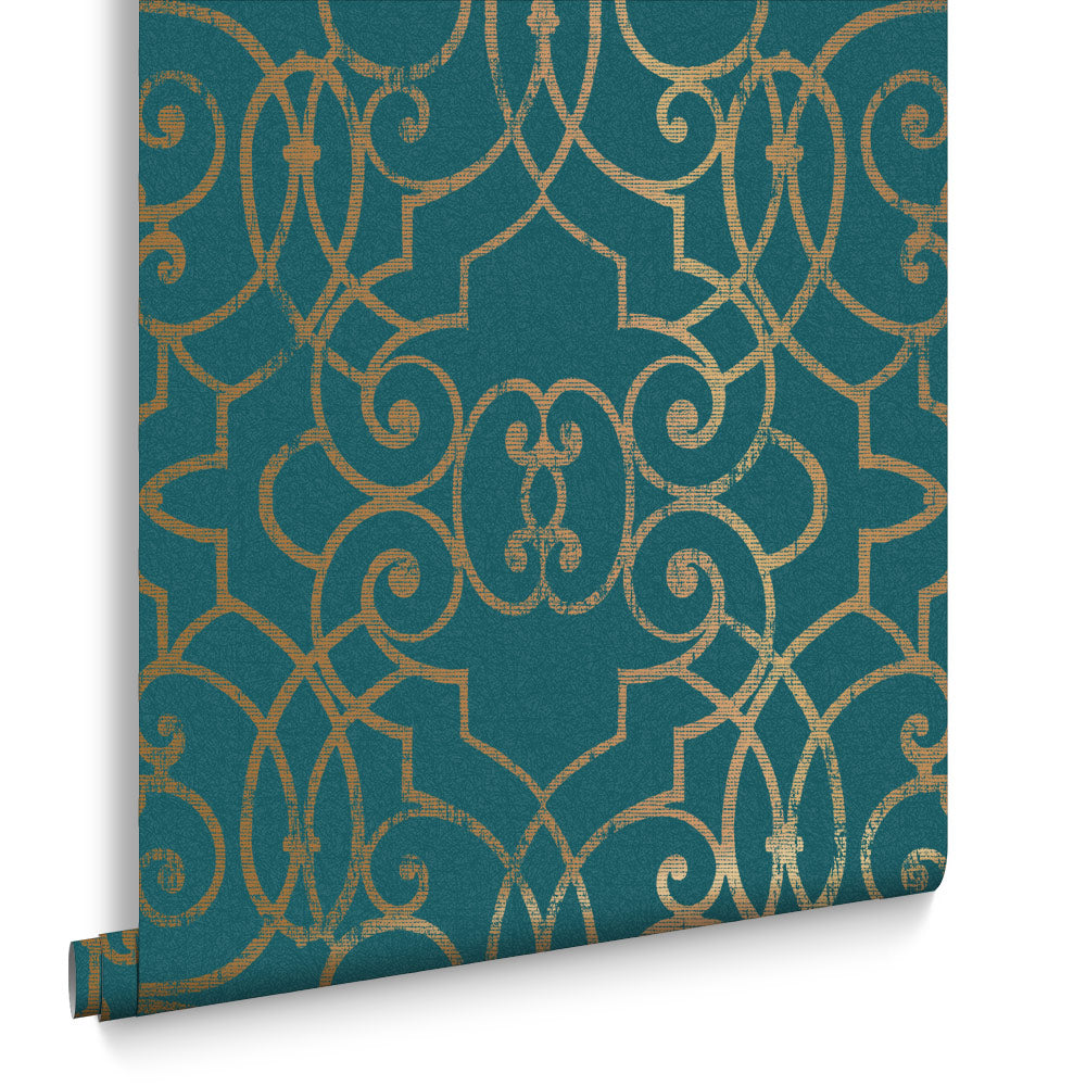 Graham & Brown Vliesbehang - Shoji Teal - 10mx53cm