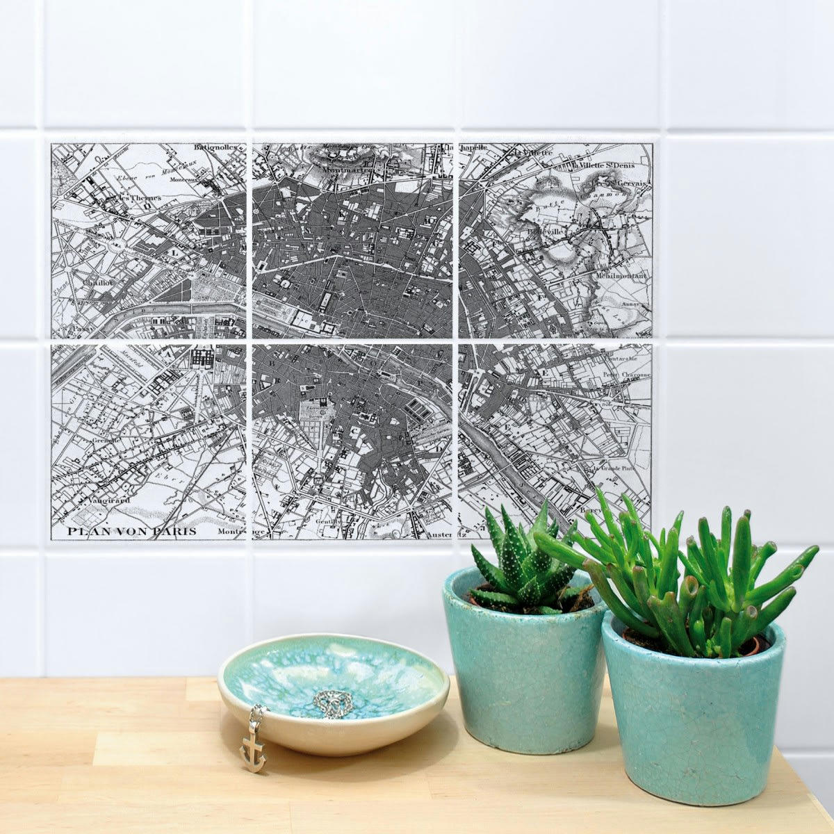 PARIS - Set de 6 stickers pour carrelage noirs et transparents