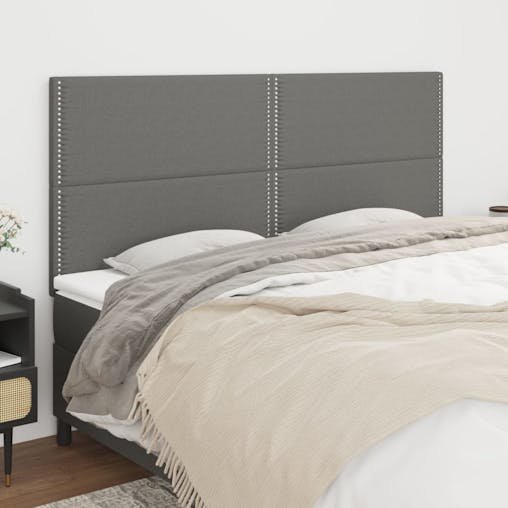 NNEVL Headboards 4 pcs Dark Grey 80x5x78/88 cm Fabric