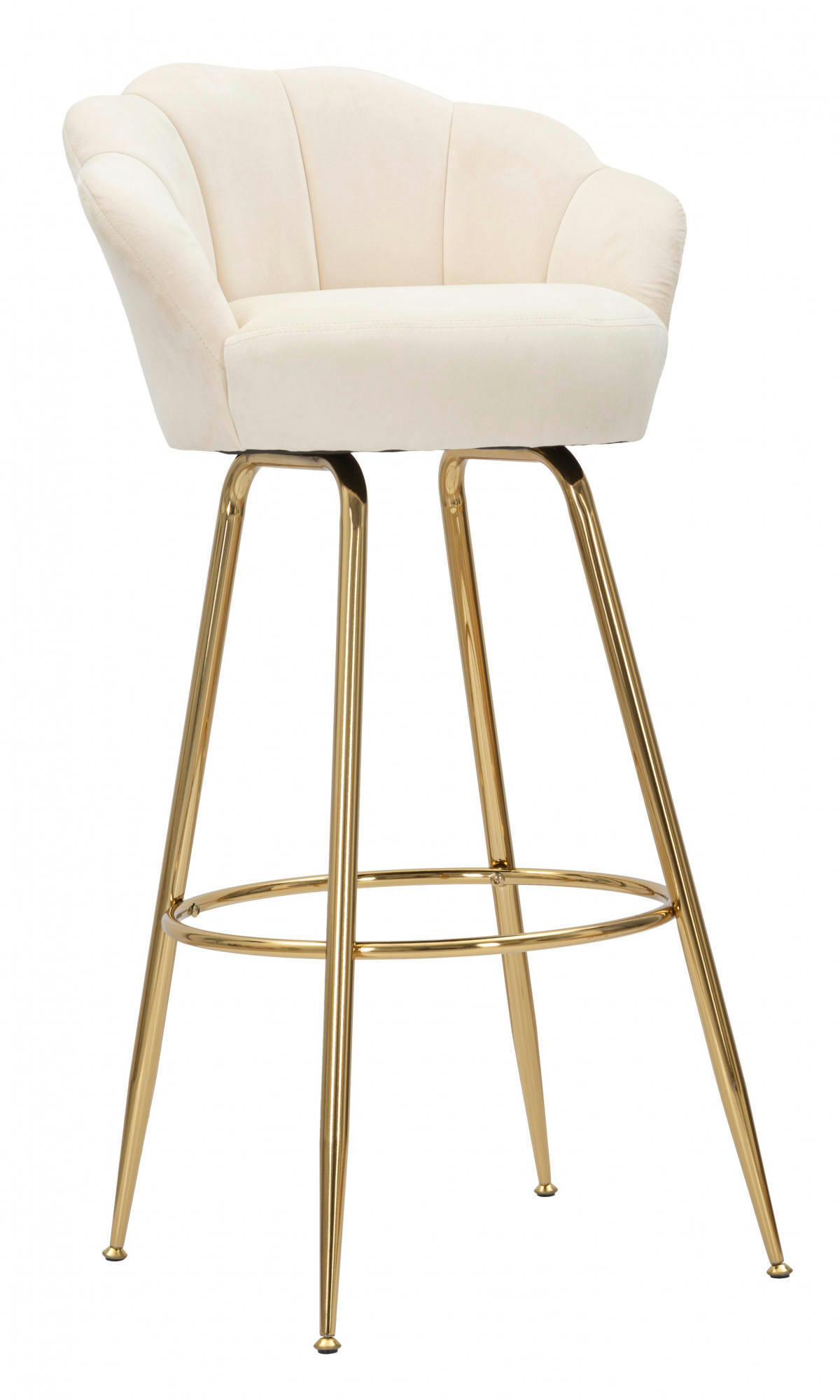 - Tabouret de bar en velours crème