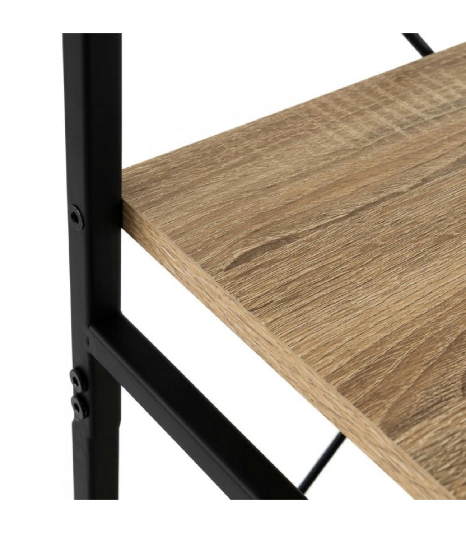 MÉTAL - Étagère inclinée 4 plateaux en MDF bois et métal noir