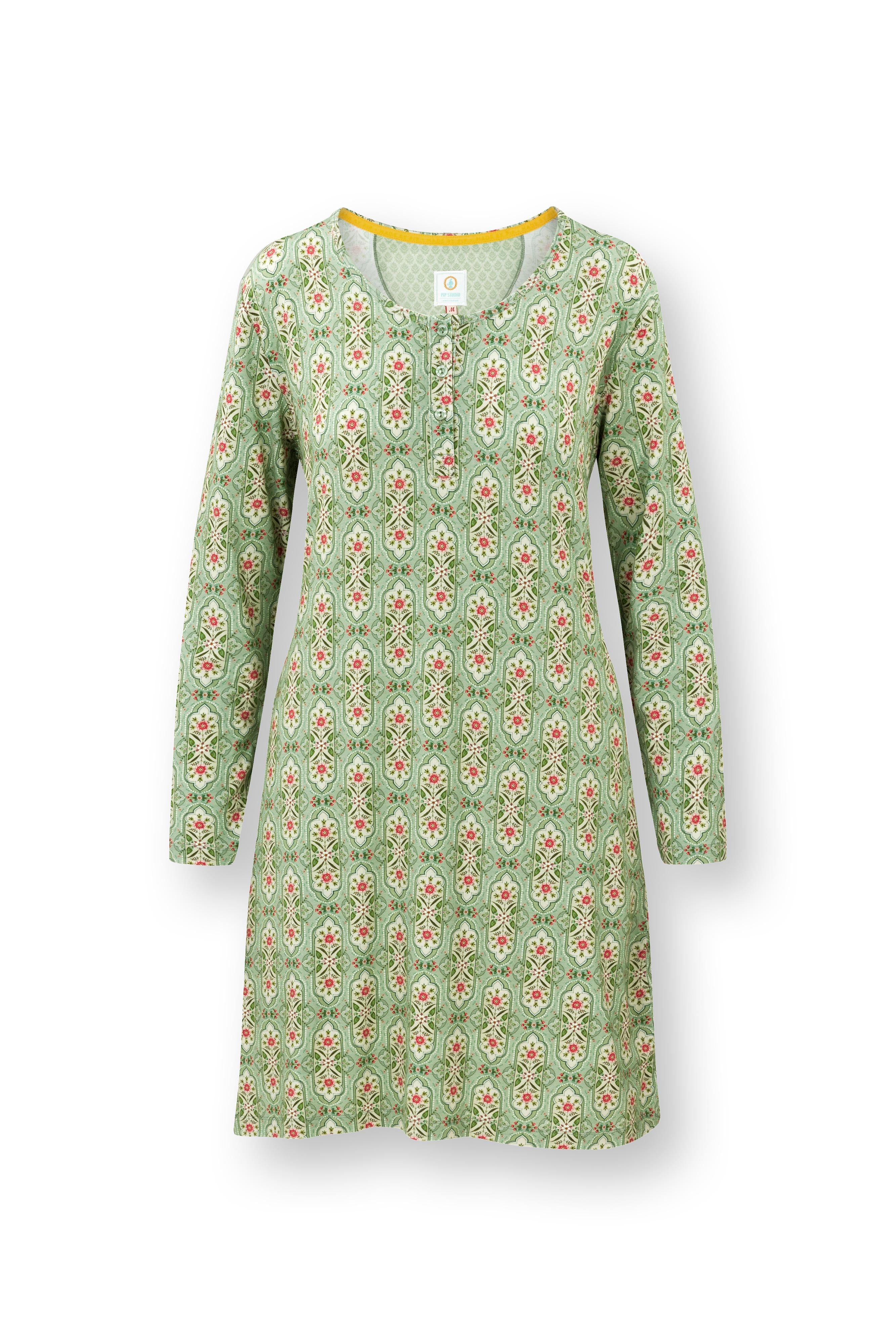 Pip Studio - Desiree Nachthemd Lange Mouw Dames - Jabali - Lichtgroen - L