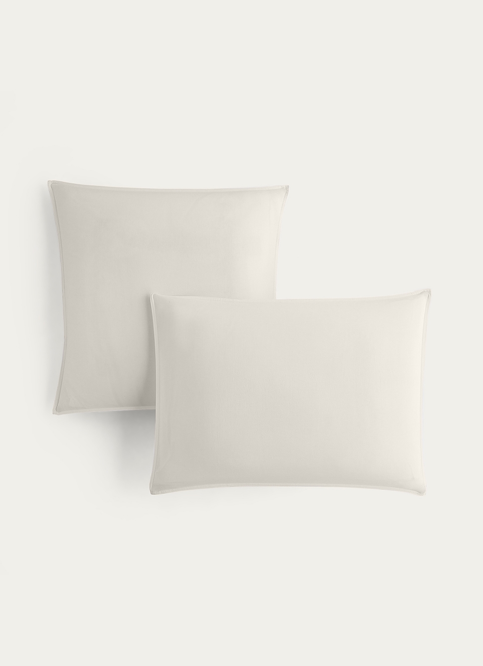 TAIE D'OREILLER UNIE EN COTON LAVÉ BIO ECRU