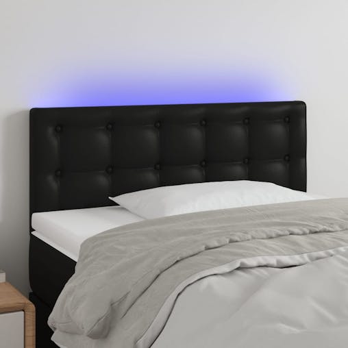 NNEVL LED Headboard Black 100x5x78/88 cm Faux Leather