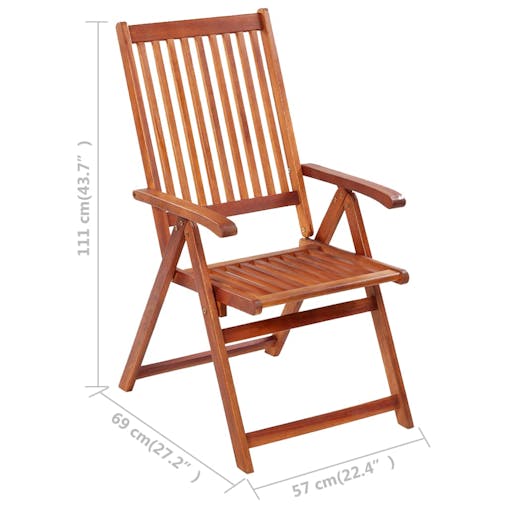 NNEVL Folding Garden Chairs 3 pcs Solid Acacia Wood