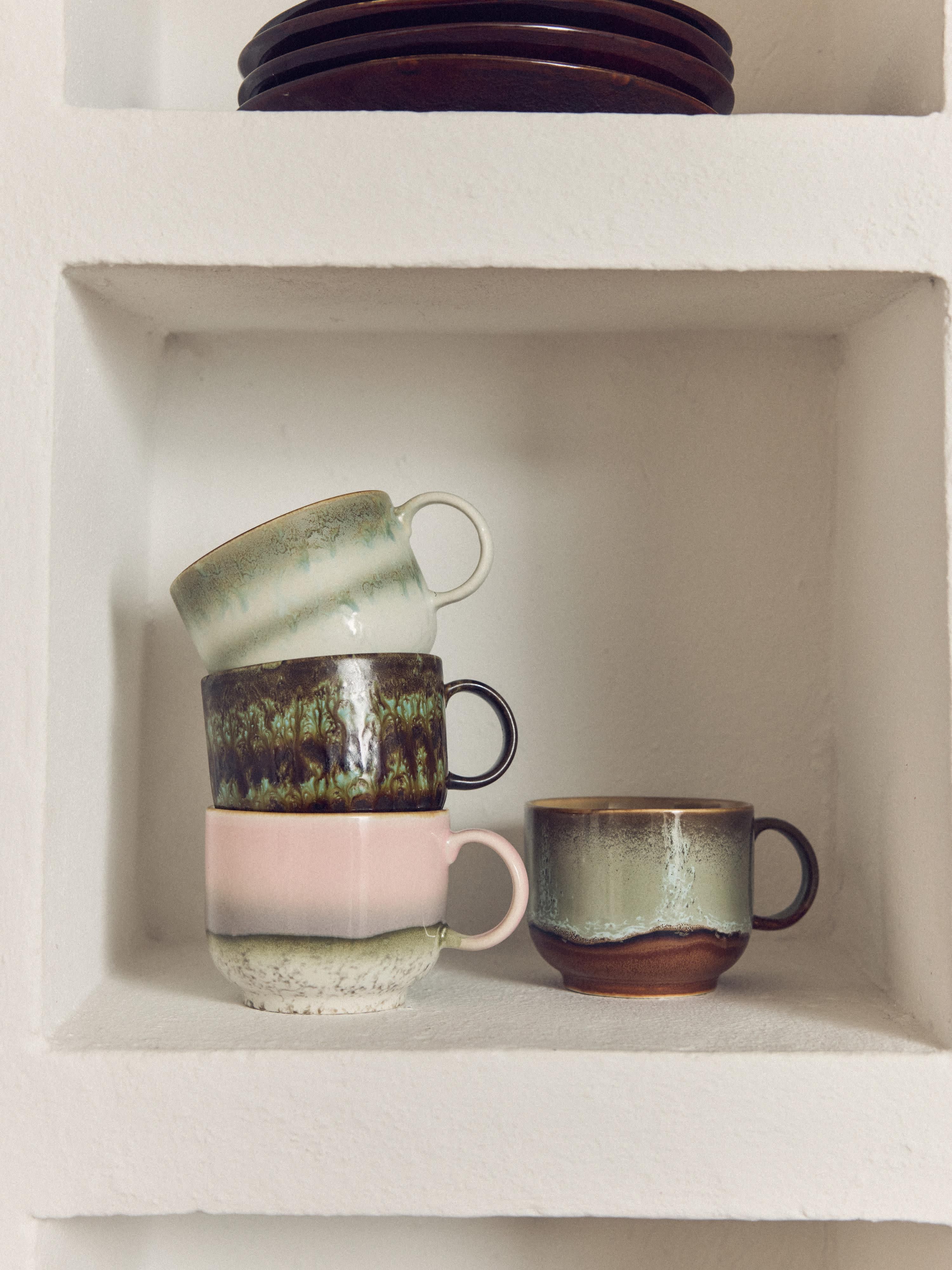 Handgefertigte Tasse 70's mit Reaktivglasur