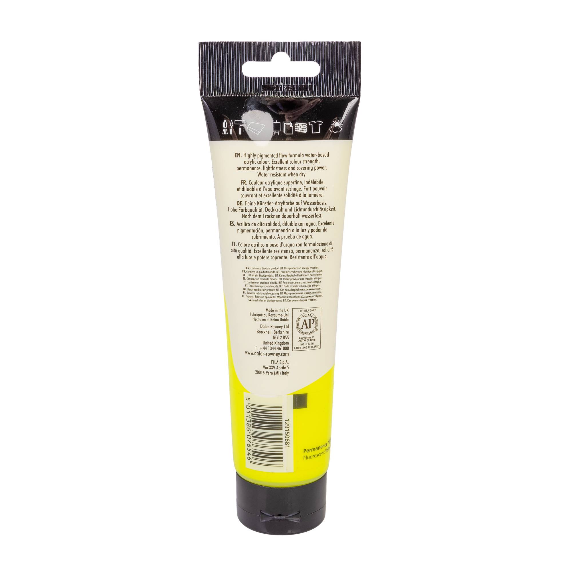 Daler Rowney System 3 Fluorescent Yellow Acrylic Paint 150ml