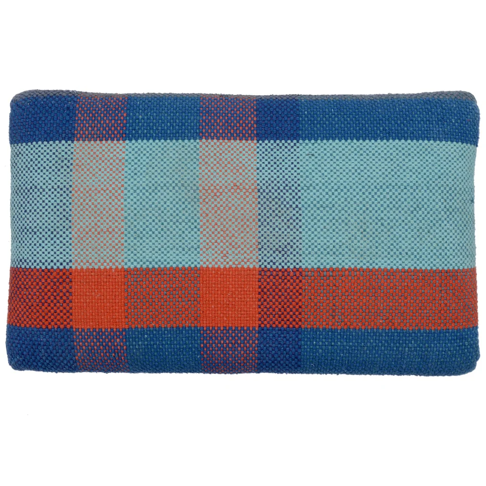 HERAT ORIENTAL Handmade Plaid Cotton-Upholstered Ottoman Footstool - 12 x 20 x 10