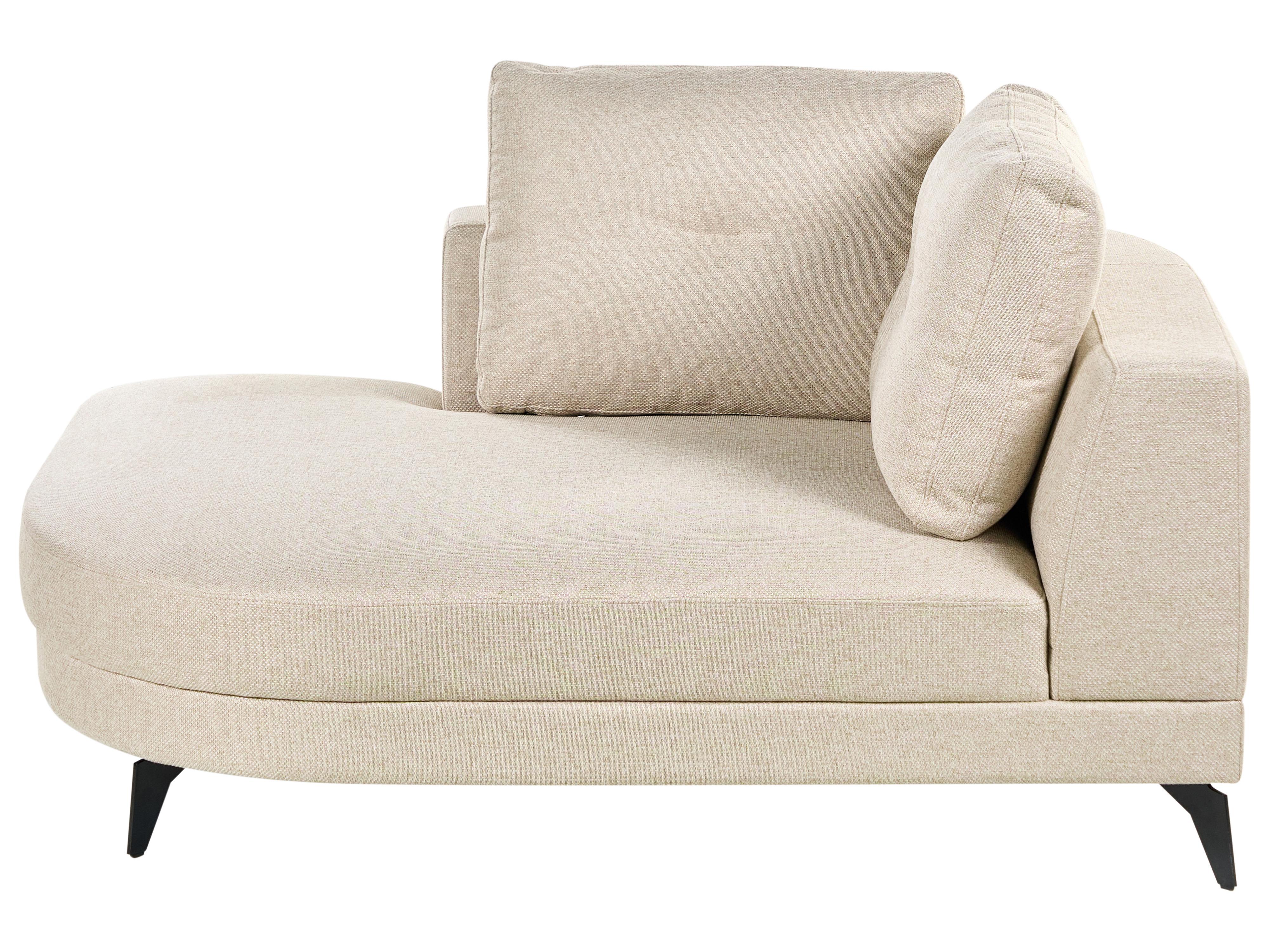 Chaise Longue MARUM Faux Linen Light Beige