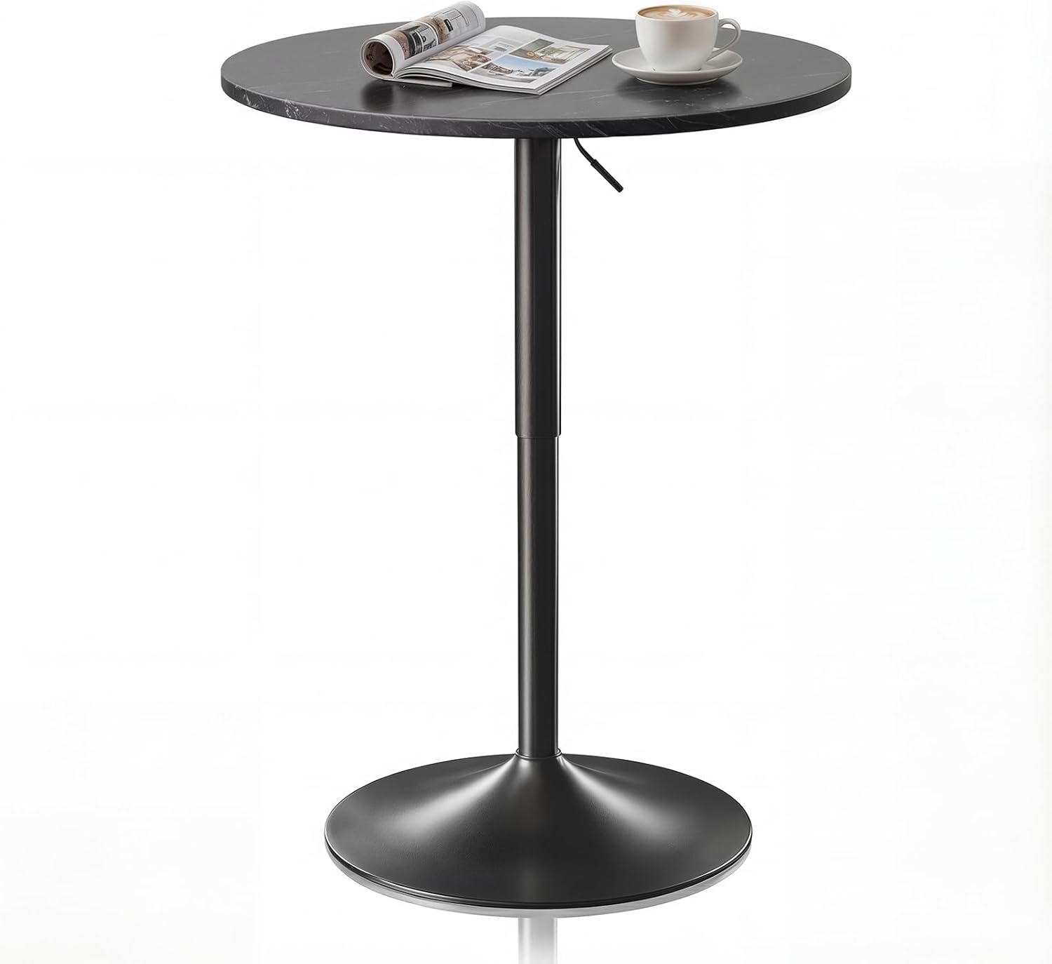 Magshion 23.5'' Round Adjustable Height Wood Bar Pub Table Adjustable Range 27.5-36 Living Room Dining Room Bar Cocktail Table