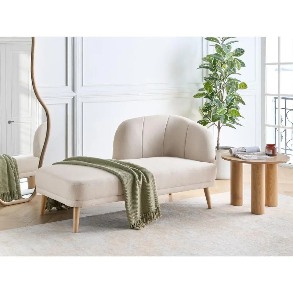 TANLAY - Chaise longue - Lichtbeige - Polyester