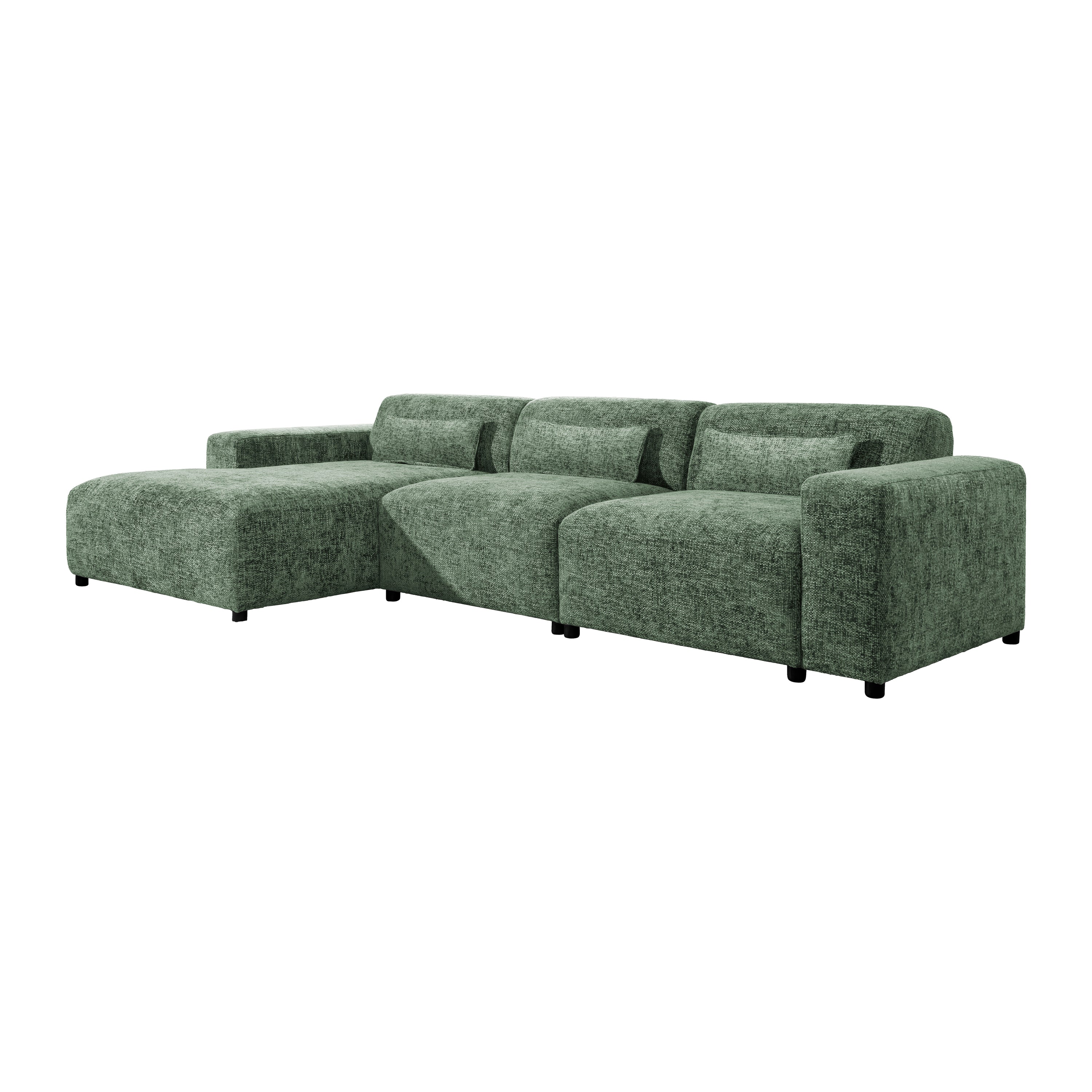 by fonQ Velura Hoekbank Links Big - Chenille - Groen