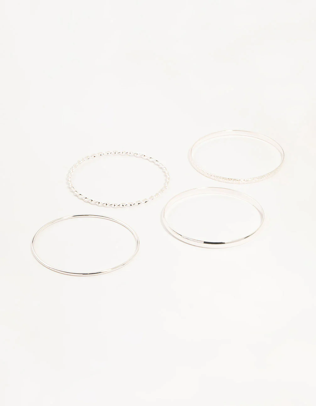 Silver Twisted Bangles 4-Pack