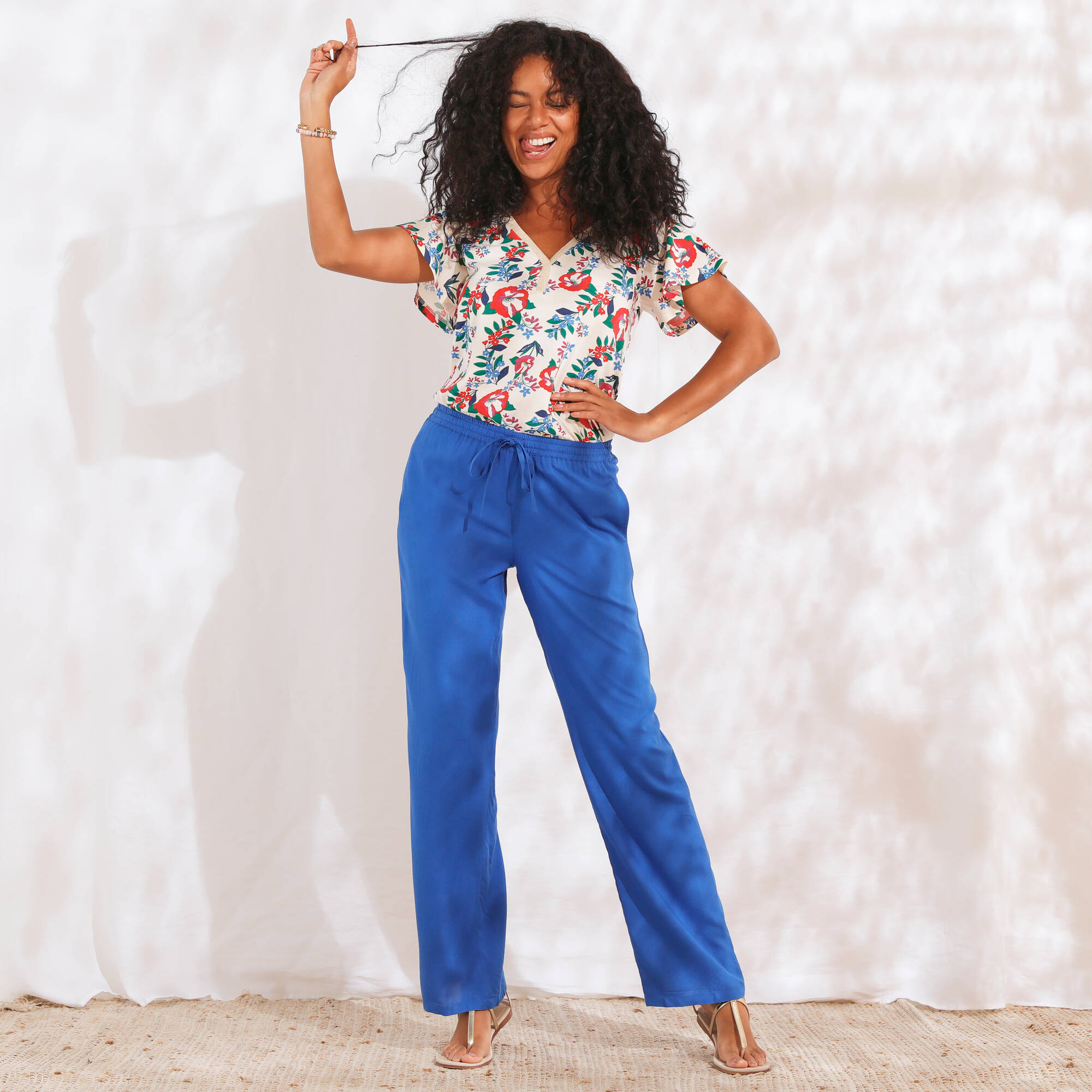 Pantalon large fluide uni