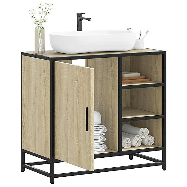 Meuble de salle de bain avec lavabo Chêne Sonoma 65 x 33 x 60 cm Bois d'ingénierie vidaXL