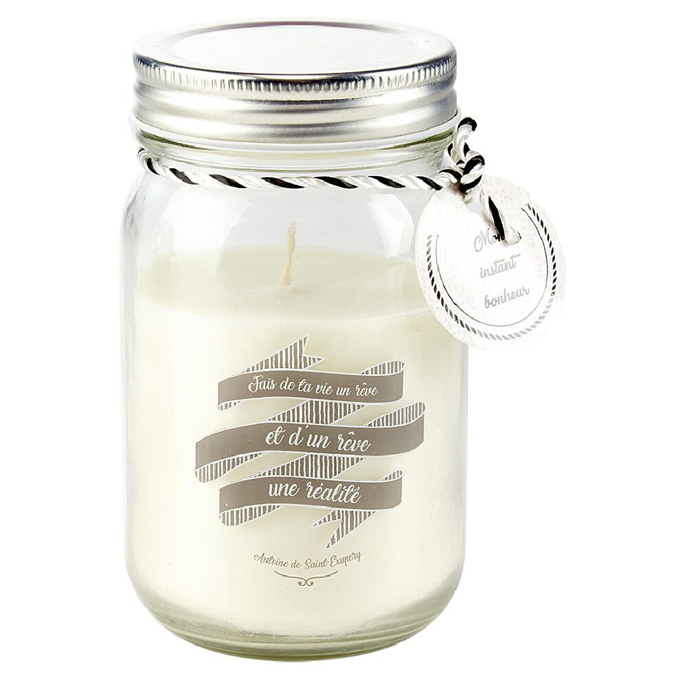 Bougie parfumée dans bocal en verre avec message