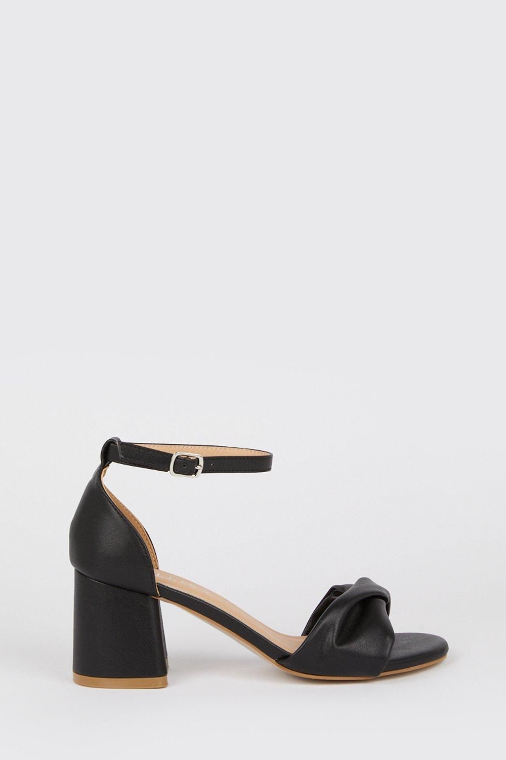 Wallis Wide Fit Sophia Soft Twist Low Block Heel Sandals