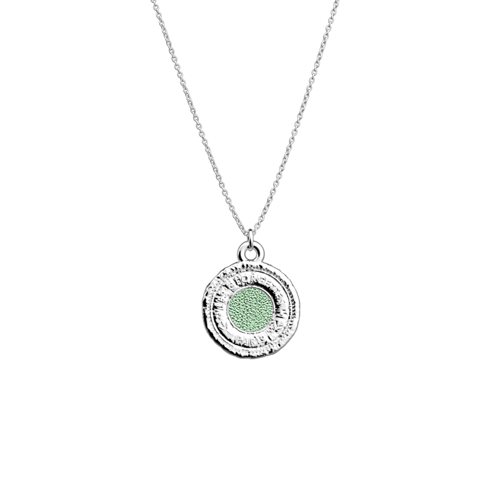 Collier Pépite, cuir réversible Aquatic / Aquamarine Métallisé