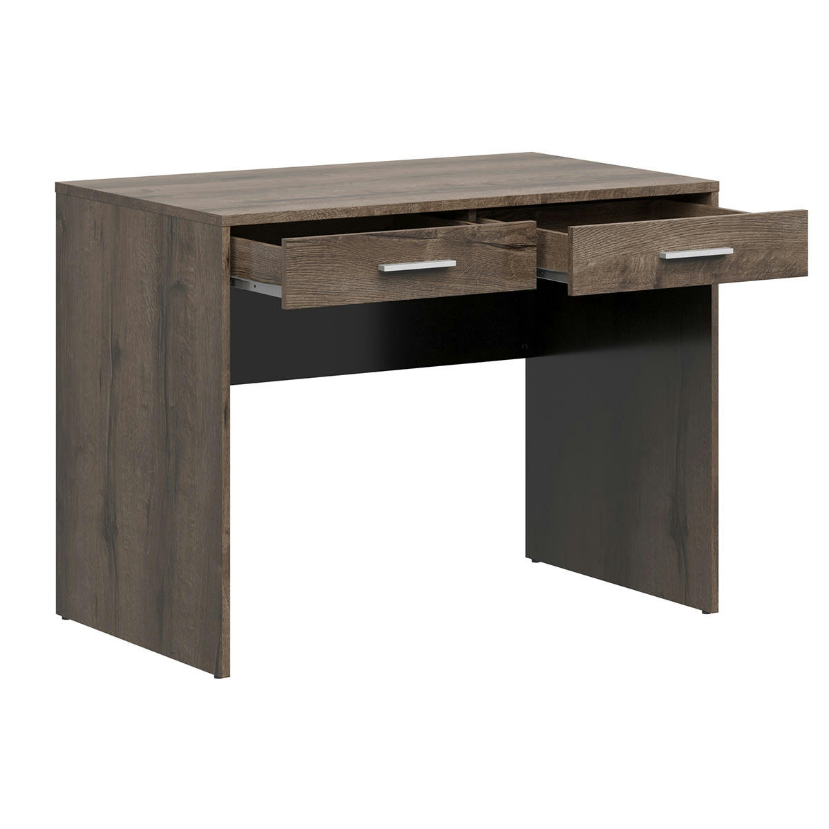 - Bureau 2 tiroirs stratifiés naturel foncé