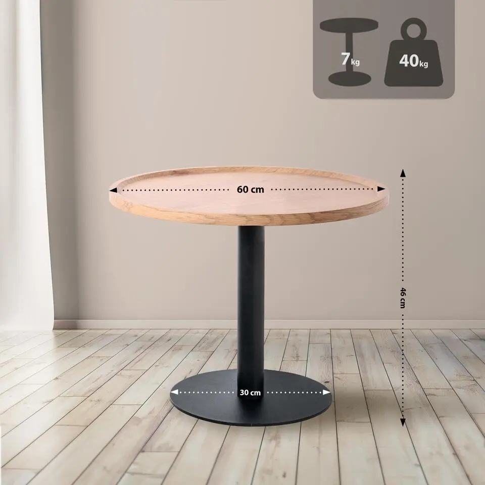 CLP Bijzettafel Aspen mat zwart Frame - Hout - natura