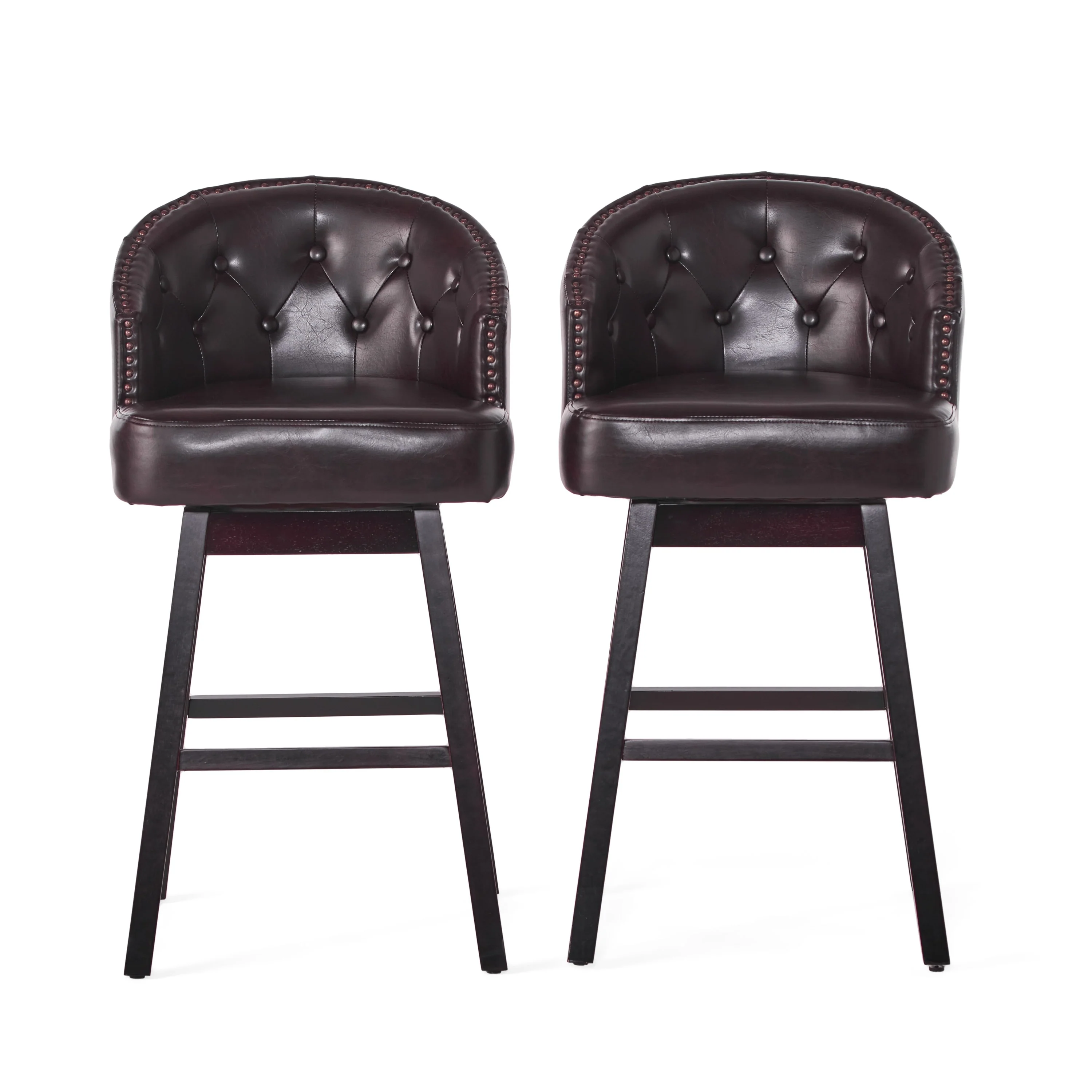 Ogden Contemporary Tufted Swivel Barstools with Nailhead Trim (Set of 2) by Christopher Knight Home