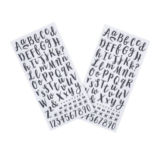 Black Handwriting Alphabet Chipboard Stickers 172 Pieces