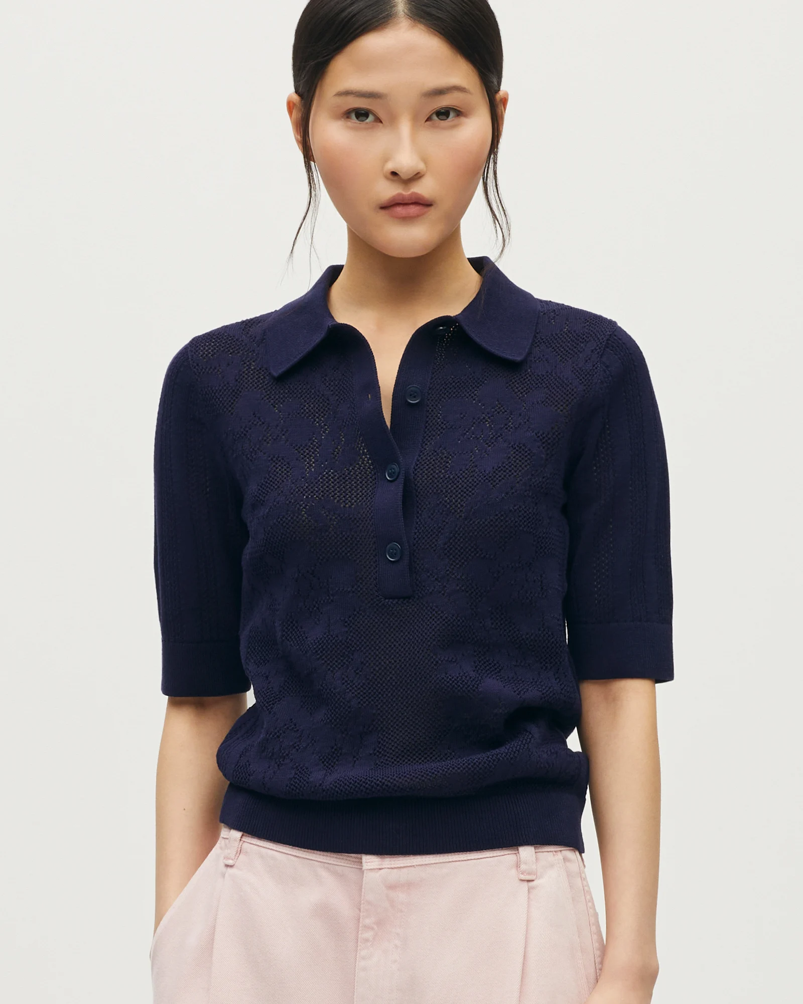 Polo en coton crochet