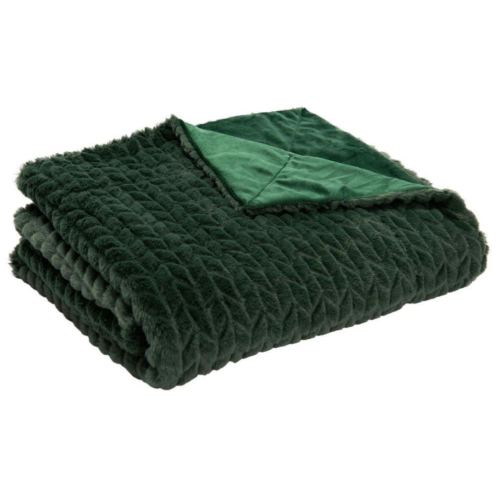 - Plaid en polyester chevrons 130 x 170 cm forêt
