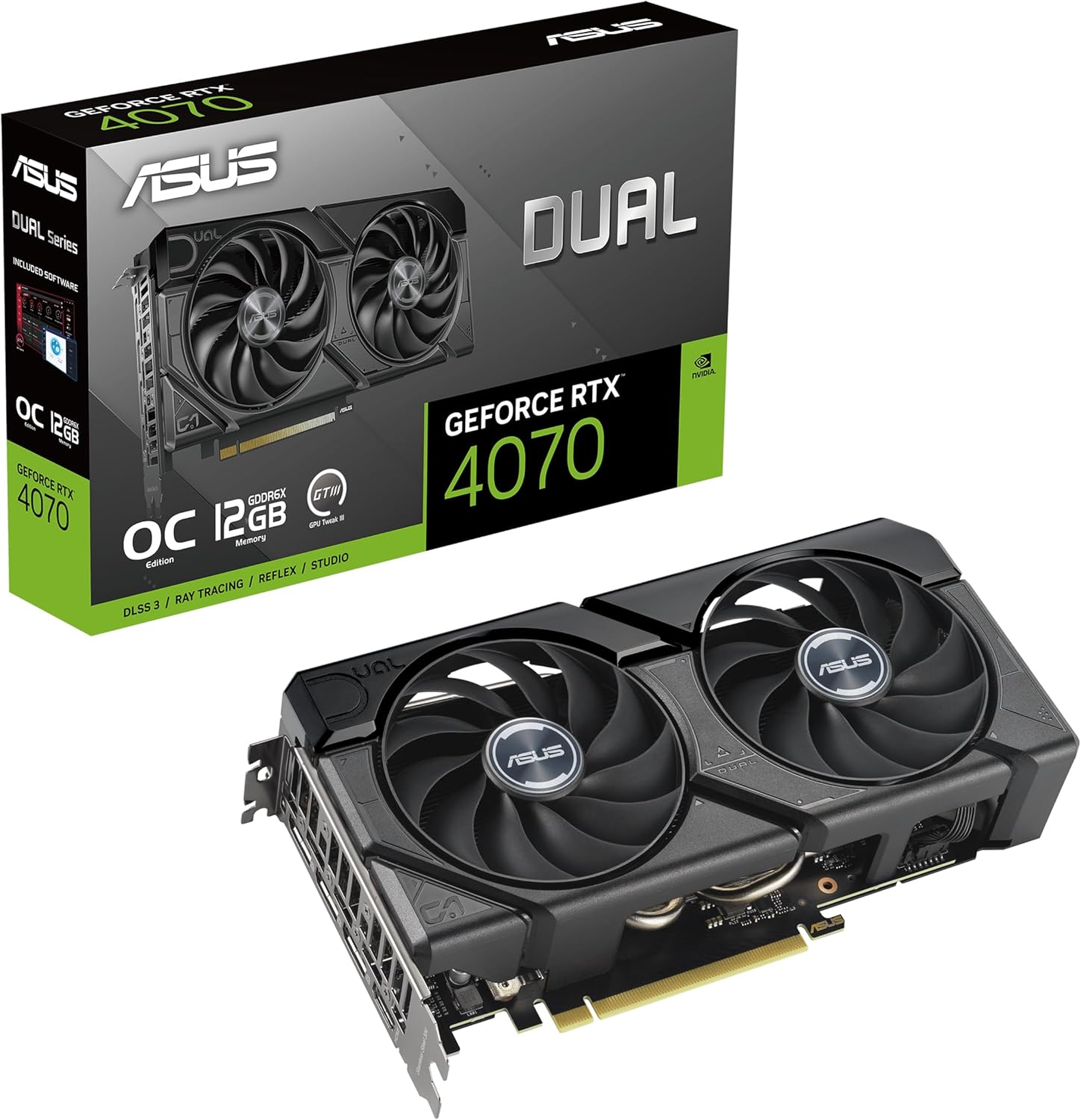 ASUS Dual GeForce RTX™ 4070 EVO OC Edition 12GB GDDR6X is Designed for Broad Compatibility  with a 2.5-Slot Design  Axial-tech Fan Design  0dB Technology  Auto-Extreme Technology  and More (Renewed)