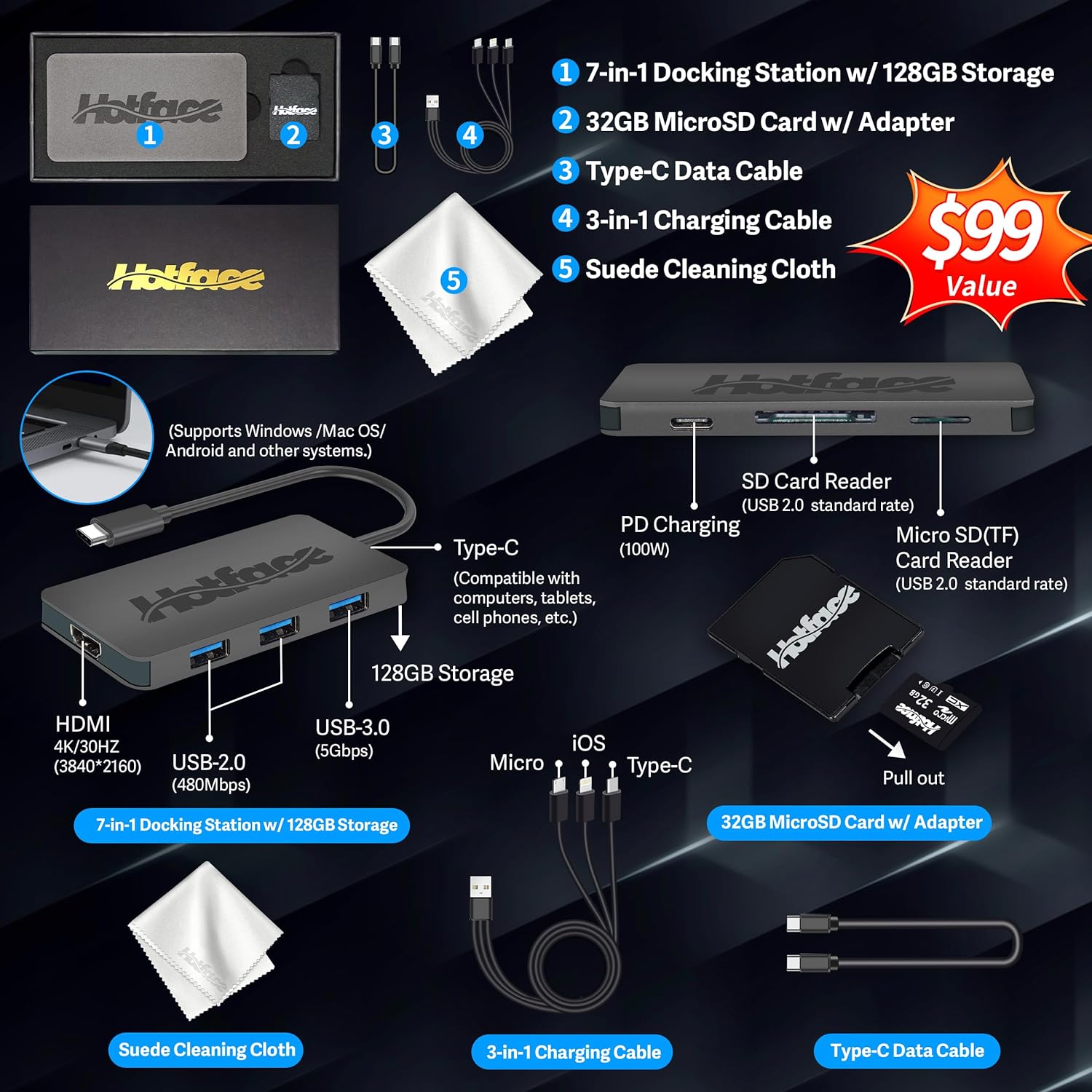 Lenovo Ideapad 3 15.6 FHD Chromebook  Intel Celeron N4500  4GB RAM  224GB Storage (64GB SSD+160GB Docking Station Set)  ‎Intel UHD Graphics  Full Size Keyboard  Chrome OS  Artic Gray
