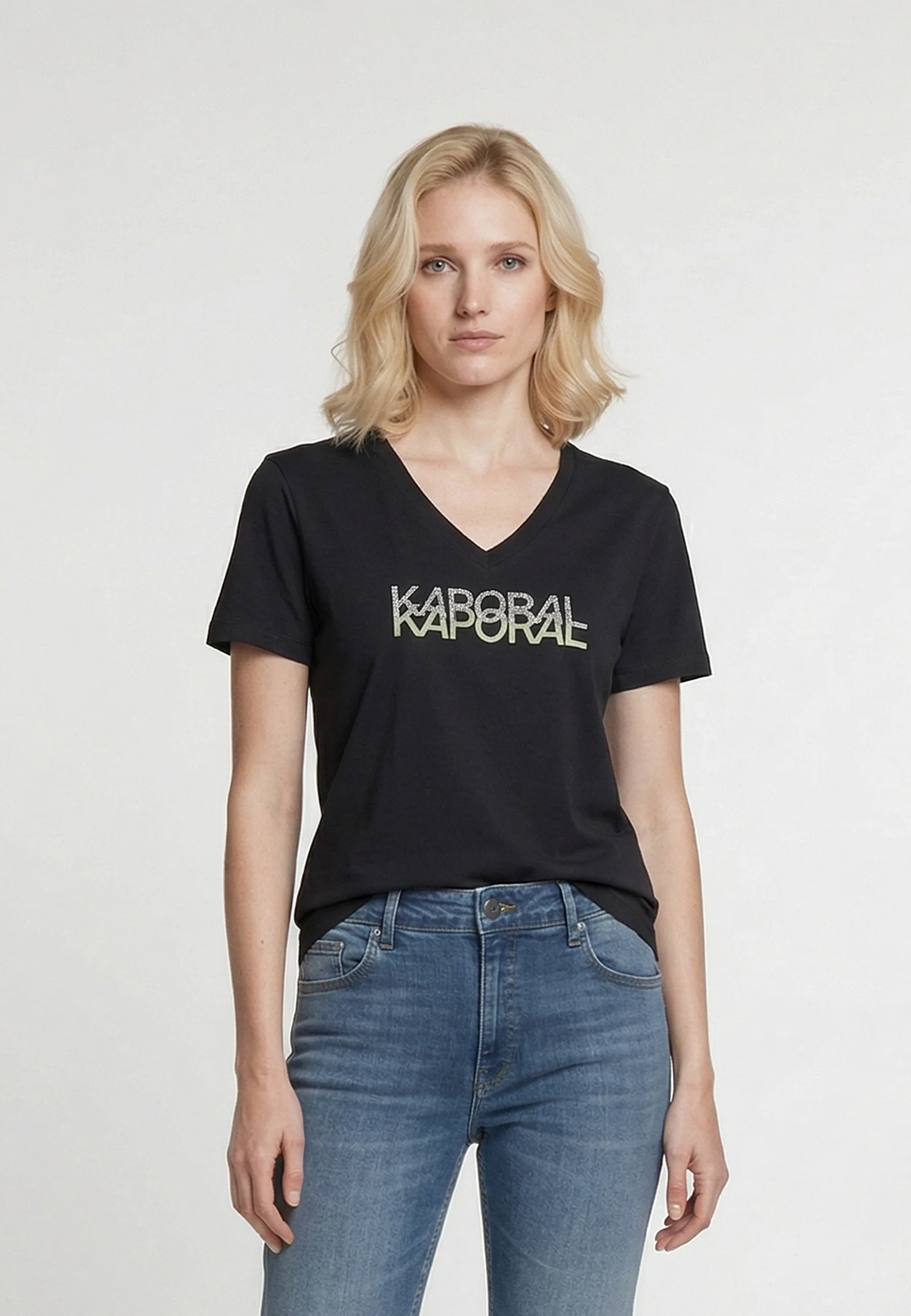 T-shirt manches courtes slim noir coton stretch LIA