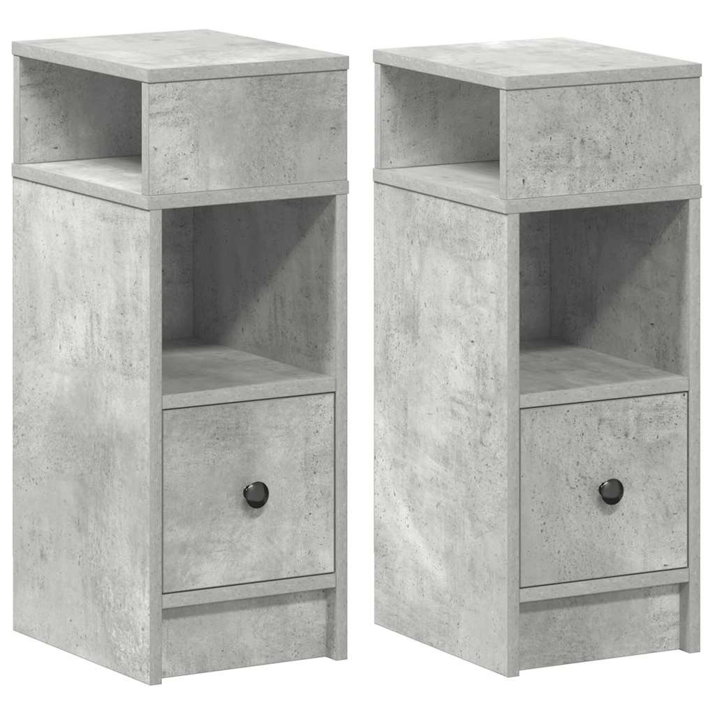 2x Szafka Nocna Stolik Komoda Szara z Szufladą Do Sypialni 25x31x66 cm