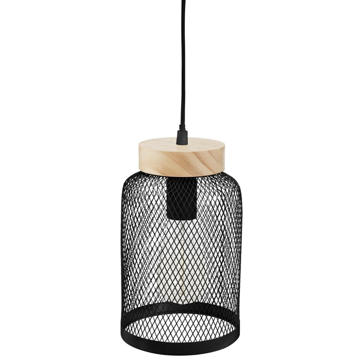 LAMPA WISZĄCA Zely czarna METALOWY KLOSZ siatka