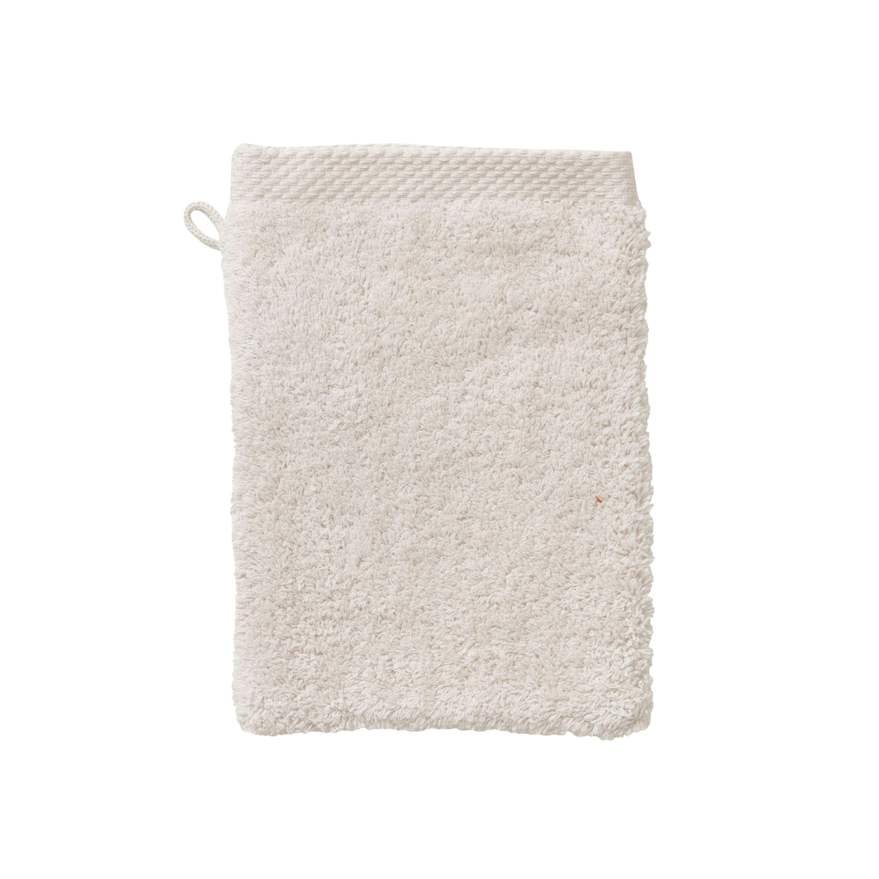 FEERIES - Gant de toilette Ivoire bouclette brodé blanc 15 x 21 cm